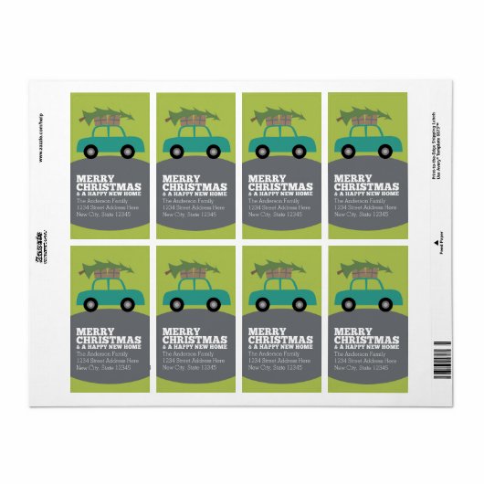 Vrolijk kerstfeest met nieuw thuisadres verplaatse etiket (Full Sheet)