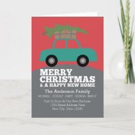 Vrolijk kerstfeest met nieuw thuisadres verplaatse feestdagen kaart