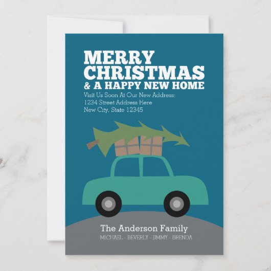 Vrolijk kerstfeest met nieuw thuisadres verplaatse feestdagenkaart (Voorkant)