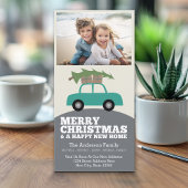 Vrolijk kerstfeest met nieuw thuisadres verplaatse feestdagenkaart