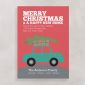 Vrolijk kerstfeest met nieuw thuisadres verplaatse feestdagenkaart