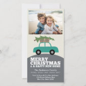 Vrolijk kerstfeest met nieuw thuisadres verplaatse feestdagenkaart (Voorkant)