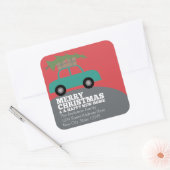 Vrolijk kerstfeest met nieuw thuisadres verplaatse vierkante sticker (Envelop)