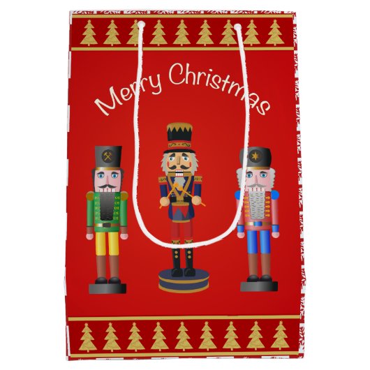 Vrolijk kerstfeest met notenkraker medium cadeauzakje (Achterkant)