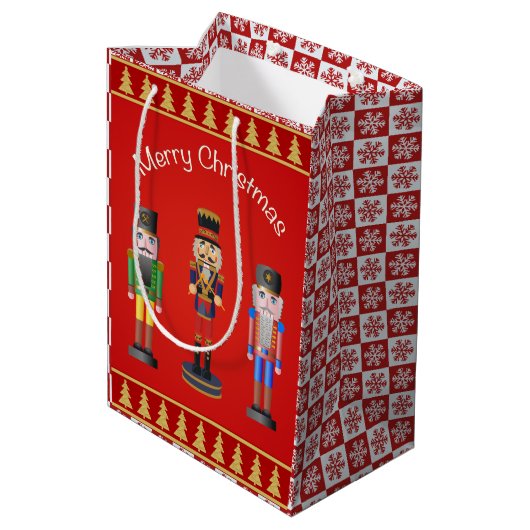 Vrolijk kerstfeest met notenkraker medium cadeauzakje (Achterkant Gekanteld)