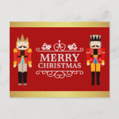 Vrolijk Kerstfeest met Nutcrackers Red Gold Glitte Feestdagenkaart (Voorkant)