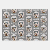 Vrolijk kerstfeest met One Circle Foto - grijs zwa Inpakpapier Vel (Voorkant 2)