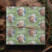 Vrolijk kerstfeest met One Circle Foto - groen Cadeaupapier