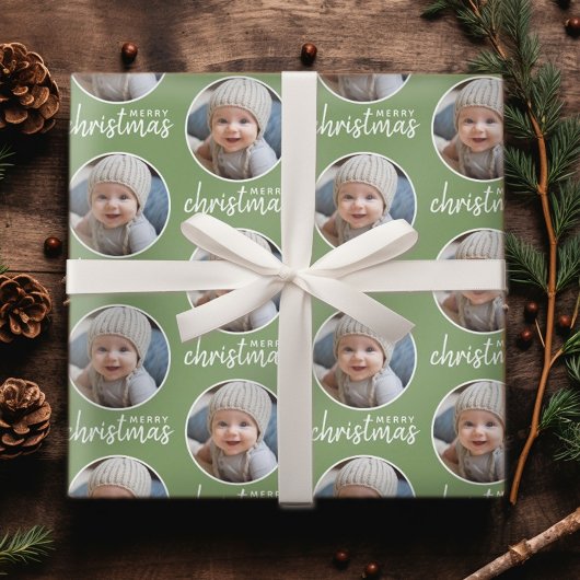 Vrolijk kerstfeest met One Circle Foto - groen Cadeaupapier