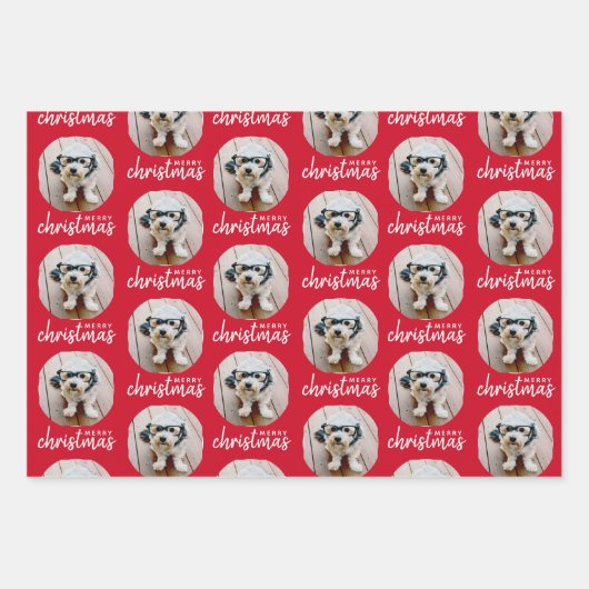 Vrolijk kerstfeest met One Circle Foto - rood groe Inpakpapier Vel (Voorkant 2)