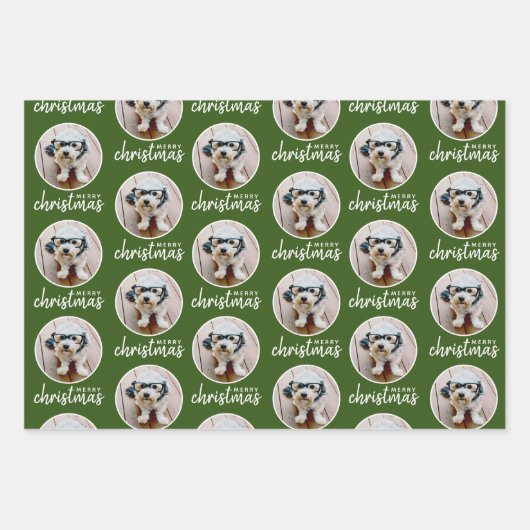 Vrolijk kerstfeest met One Circle Foto - rood groe Inpakpapier Vel (Voorkant)