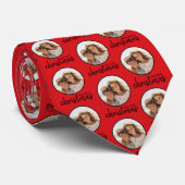 Vrolijk Kerstfeest met One Circle Foto - rood zwar Stropdas (Opgerold)