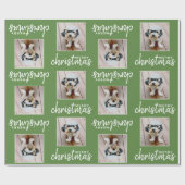 Vrolijk kerstfeest met One Square-foto - groen Cadeaupapier (Vlak)