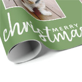 Vrolijk kerstfeest met One Square-foto - groen Cadeaupapier (Rol Hoek)