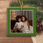 Vrolijk kerstfeest met One Square-foto - groen Keramisch Ornament