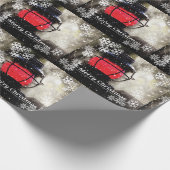 Vrolijk kerstfeest met oude treintlantaarn cadeaupapier (Hoek)