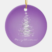 Vrolijk kerstfeest met paarse boom keramisch ornament (Voorkant)