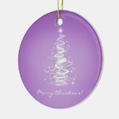 Vrolijk kerstfeest met paarse boom keramisch ornament (Links)