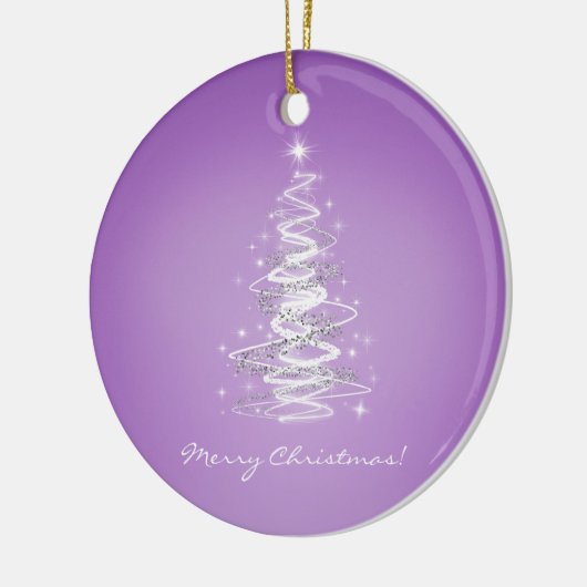 Vrolijk kerstfeest met paarse boom keramisch ornament (Links)