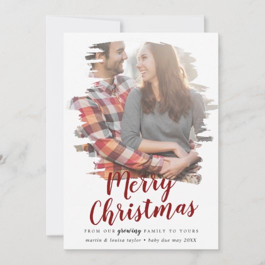 Vrolijk kerstfeest met penseel rood uit onze groei feestdagenkaart (Voorkant)