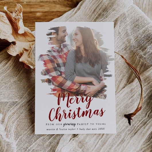 Vrolijk kerstfeest met penseel rood uit onze groei feestdagenkaart