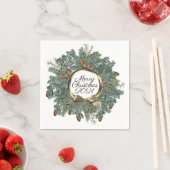 Vrolijk kerstfeest met persoonlijk  goud servet (Insitu)