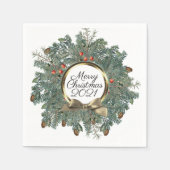 Vrolijk kerstfeest met persoonlijk  goud servet (Voorkant)