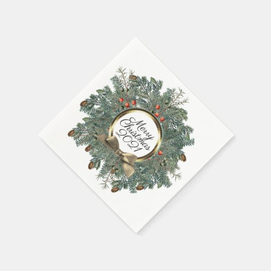 Vrolijk kerstfeest met persoonlijk  goud servet (Hoek)