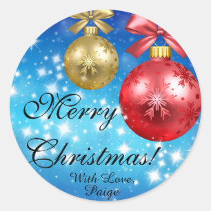 Vrolijk kerstfeest met persoonlijke liefde ronde sticker