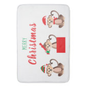 Vrolijk kerstfeest met Pet Rood Groen Badmat (Voorkant Verticaal)