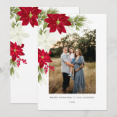 Vrolijk Kerstfeest met Poinsettias Feestdagenkaart (Voorkant / Achterkant)