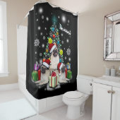Vrolijk kerstfeest met Pug Dog Animal Douchegordijn (In situ)