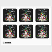Vrolijk Kerstfeest met Pug Dog Animal Vierkante Sticker (Vel)