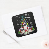 Vrolijk Kerstfeest met Pug Dog Animal Vierkante Sticker (Envelop)