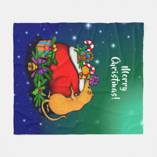 Vrolijk kerstfeest met Rat Prince Fleece Deken (Voorkant (Horizontaal))