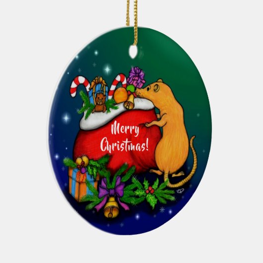 Vrolijk kerstfeest met Rat Prince Keramisch Ornament (Rechts)