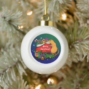 Vrolijk kerstfeest met Rat Prince Keramische Bal Ornament