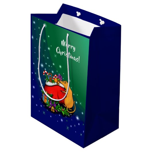 Vrolijk kerstfeest met Rat Prince Medium Cadeauzakje (Achterkant Gekanteld)