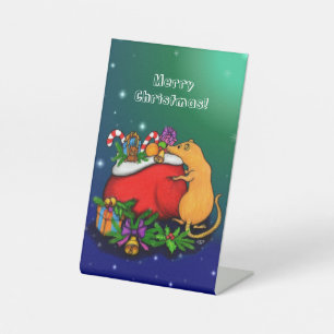 Vrolijk kerstfeest met Rat Prince Reclamebord Met Voetstuk