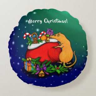 Vrolijk kerstfeest met Rat Prince Rond Kussen