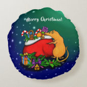 Vrolijk kerstfeest met Rat Prince Rond Kussen (Achterkant)