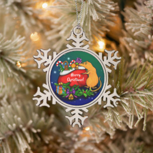 Vrolijk kerstfeest met Rat Prince Tin Sneeuwvlok Ornament