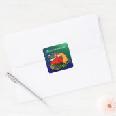 Vrolijk kerstfeest met Rat Prince Vierkante Sticker (Envelop)