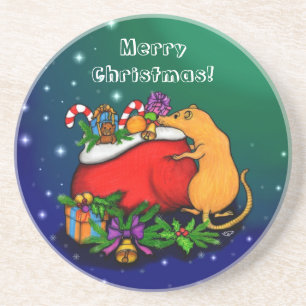 Vrolijk kerstfeest met Rat Prince Zandsteen Onderzetter