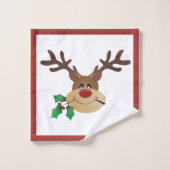 Vrolijk kerstfeest met rendierlijk mistletoe rood  bad handdoek (Wasdoekje)