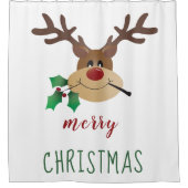 Vrolijk kerstfeest met rendierlijk mistletoe rood douchegordijn (Voorkant)