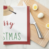 Vrolijk kerstfeest met rendierlijk mistletoe rood  theedoek (Quarter Fold)