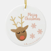 Vrolijk kerstfeest met rendierroze gouden koorts keramisch ornament (Voorkant)