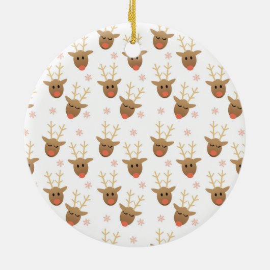 Vrolijk kerstfeest met rendierroze gouden koorts keramisch ornament (Achterkant)