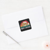 Vrolijk kerstfeest met Retro Beaver Vierkante Sticker (Envelop)